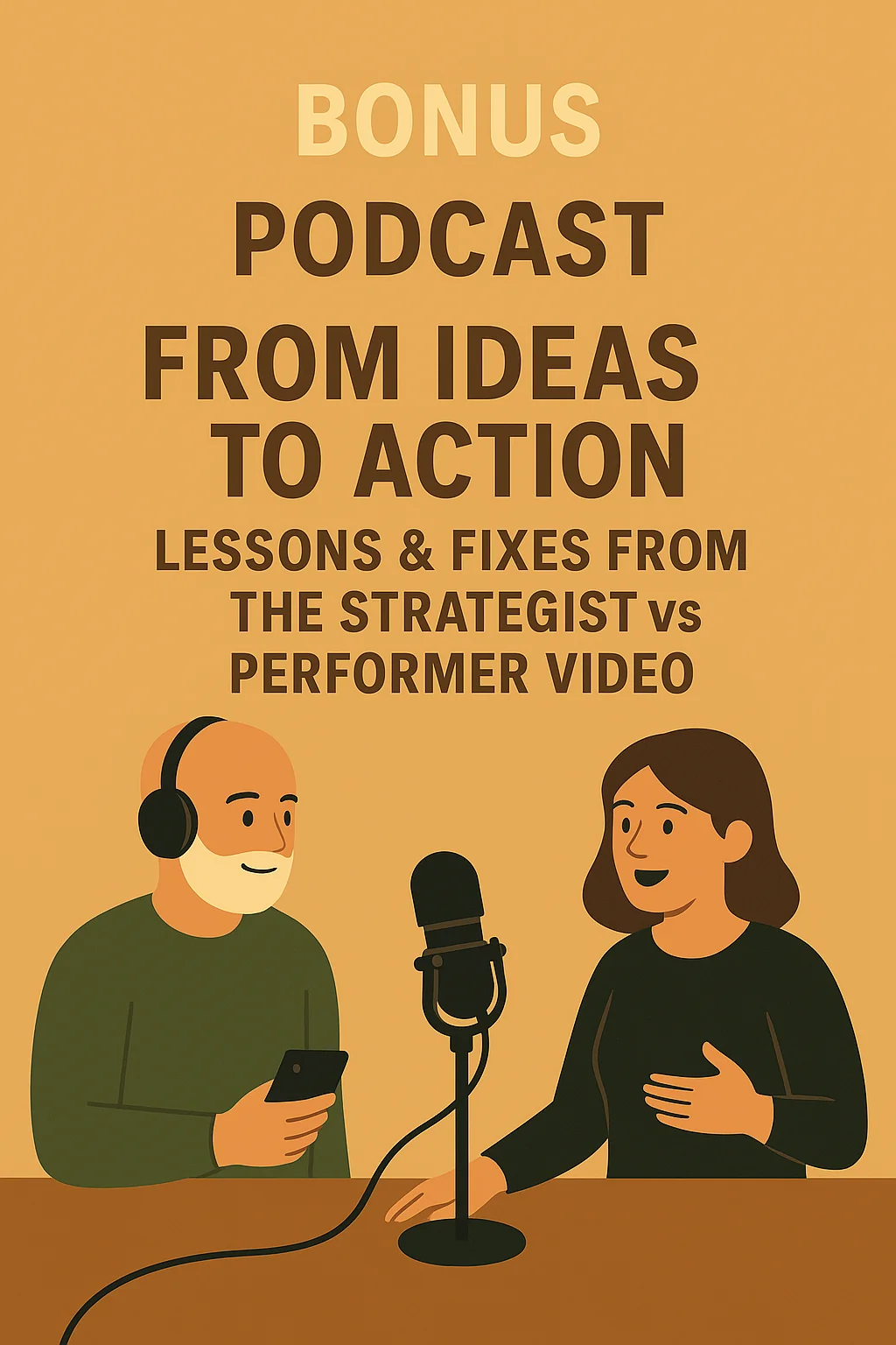 Illustration of a bonus Zero to AI podcast episode discussing moving from ideas to action with AI.