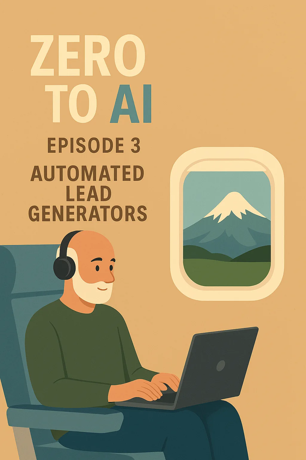Illustration of a man using a laptop representing AI-powered automated lead generation tools.