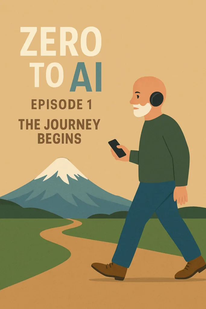 image showing man walking beginning the Zero to ai journey of a mid career life change empowered by AI