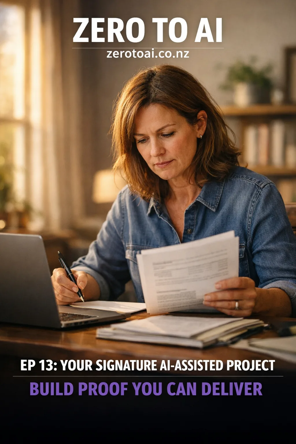 Professional reviewing documents at desk — Zero to AI Episode 13